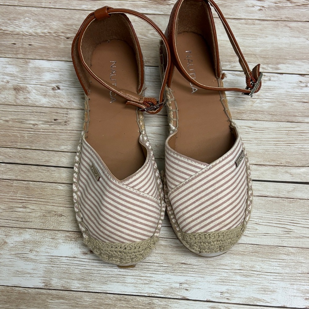 Nautica Girl’s Tan and Cream Espadrille Flats